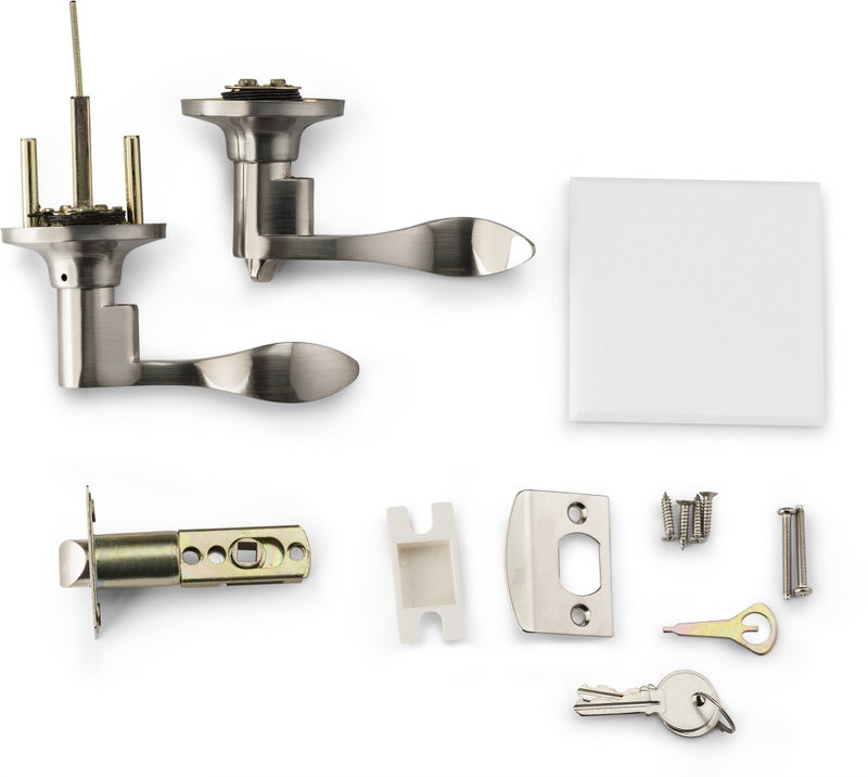 Berlin Modisch Entrance Lever Door Handle [Lock with Two Keys] for Office or Front Door with a Satin Nickel Finish, Reversible for Right & Left Side, Entry Lever Classic Series - Image 4